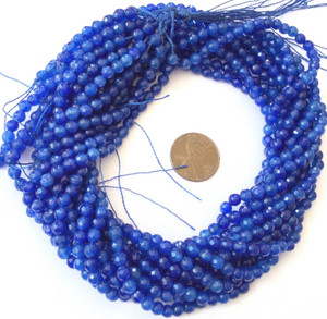 4mm Amazing Blue Faceted Round Jade Gemstone beads Stone