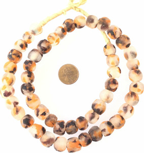 Krobo recycled Glass Orange Black Multi African trade Beads-Ghana Krobo recycled Glass Orange Black Multi African trade Beads-Ghana