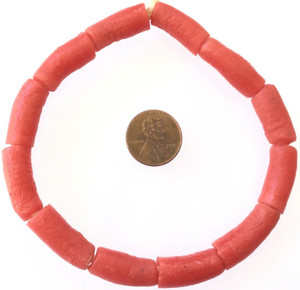 Made in Ghana Handmade recycled Glass Opaque Red African Trade beads-Ghana Made in Ghana Handmade recycled Glass Opaque Red African Trade beads-Ghana