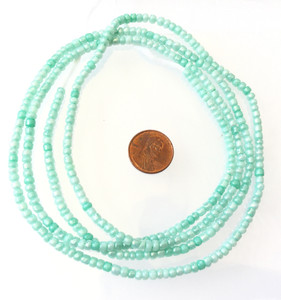 Fine vintage light aqua green 3-3.5mm glass beads Trade Beads