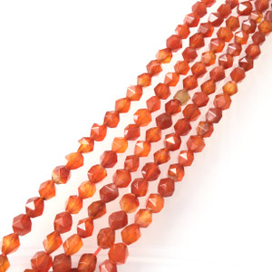 7mm Faceted Carnelian Agate Gemstone Beads Stone-Jewelry Making