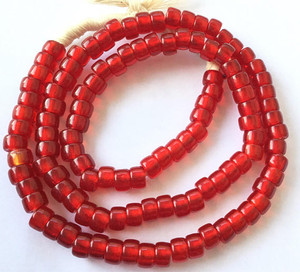 Fine translucent Dark Red Bohemian Crow glass African trade bead [3013]