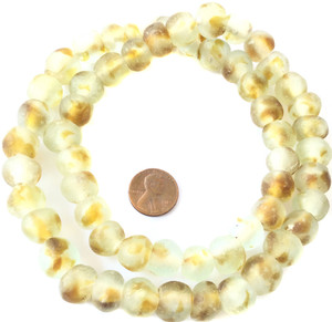 Handmade light amber multi clear multi Krobo recycled Glass African trade Beads-Ghana 