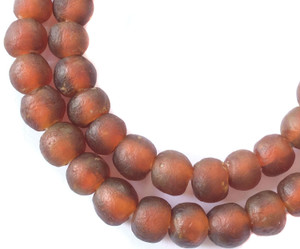 Handmade Dark Amber Krobo recycled Glass African trade Beads-Ghana Handmade Dark Amber Krobo recycled Glass African trade Beads-Ghana