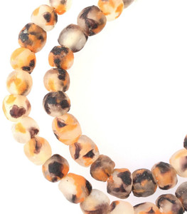 Krobo recycled Glass Orange Black Multi African trade Beads-Ghana Krobo recycled Glass Orange Black Multi African trade Beads-Ghana