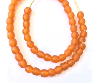 Ghana orange recycled glass handmade African Trade beads-Ghana Ghana orange recycled glass handmade African Trade beads-Ghana