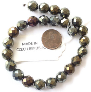 10mm Fine Vintage Traditional Czech Bohemian Met Khaki Bronze Fire Polished Beads 10mm Fine Vintage Traditional Czech Bohemian Met Khaki Bronze Fire Polished Beads