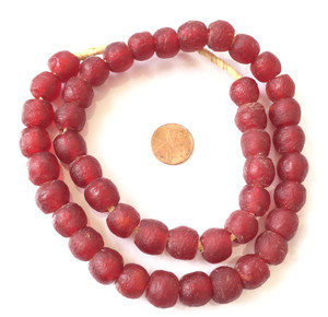 Handmade red Krobo recycled Glass African trade Beads-Ghana Handmade red Krobo recycled Glass African trade Beads-Ghana