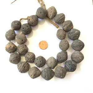 African Clay spindle whorl trade beads