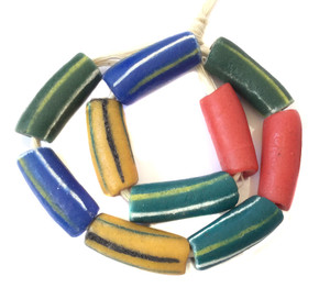 Short strand Handmade Mixed African Krobo recycled glass beads-Ghana Short strand Handmade Mixed African Krobo recycled glass beads-Ghana