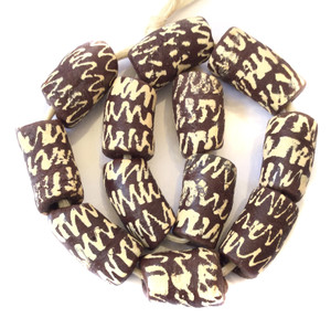 Short strand Handmade Brown Zen African Krobo recycled glass beads-Ghana Short strand Handmade Brown Zen African Krobo recycled glass beads-Ghana