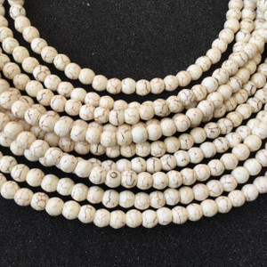 Fine 4mm cream Round Gemstone beads Gemstone Beads