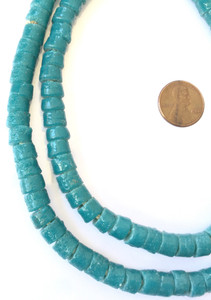 Ghana Teal Krobo recycled Glass Disk African trade bead Ghana Teal Krobo recycled Glass Disk African trade bead