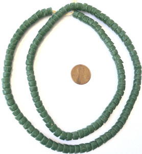 Ghana army green Krobo recycled Glass Disk African trade bead Ghana army green Krobo recycled Glass Disk African trade bead