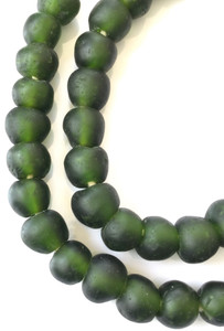 Made in Ghana Krobo deep olive green recycled Glass African trade Beads-Ghana Made in Ghana Krobo deep olive green recycled Glass African trade Beads-Ghana
