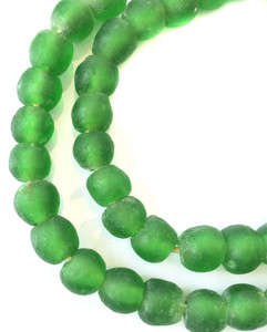 Made in Ghana Krobo Apple green recycled Glass African trade Beads-Ghana Made in Ghana Krobo Apple green recycled Glass African trade Beads-Ghana