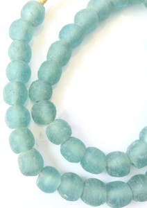 Made in Ghana Krobo Opal blue recycled Glass African trade Beads-Ghana Made in Ghana Krobo Opal blue recycled Glass African trade Beads-Ghana