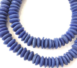 Ghana Ashanti handmade Recycled Glass Opaque Royal Blu colors Disk Saucer Beads Ghana Ashanti handmade Recycled Glass Opaque Royal Blu colors Disk Saucer Beads