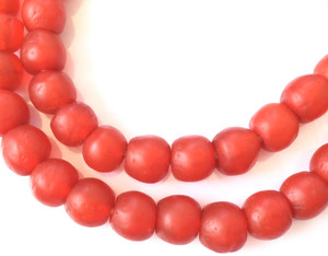 Krobo Red recycled Glass African trade Beads-Ghana Krobo Red recycled Glass African trade Beads-Ghana