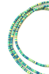 1250 Green multi Recycled Phono Record African Vinyl Disk trade beads [9026]