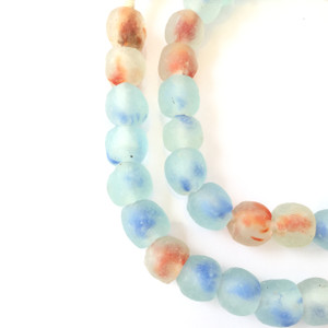 Amazing Blue mixed Handmade Krobo recycled Glass African trade Beads-Ghana