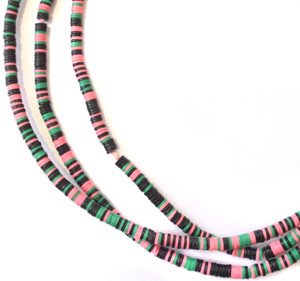 1250 pink, teal and black multi Recycled Phono Record African Vinyl Disk trade beads 1250 pink, teal and black multi Recycled Phono Record African Vinyl Disk trade beads