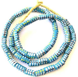 Handmade Turquoise Blue Multi-Ghana-Krobo-recycled Glass beads Handmade Turquoise Blue Multi-Ghana-Krobo-recycled Glass beads