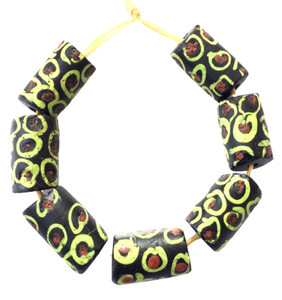 Collectible Venetian wound black and green Ghost antique trade beads Collectible Venetian wound black and green Ghost antique trade beads