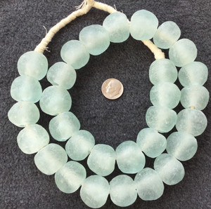 23MM Ghana Extra Large Mint Green Krobo recycled Glass African trade Beads-Ghana 23MM Ghana Extra Large Mint Green Krobo recycled Glass African trade Beads-Ghana