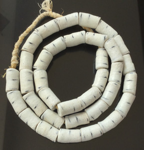 Ghana African Chalk white multi cylinder Recycled glass trade beads-Ghana Ghana African Chalk white multi cylinder Recycled glass trade beads-Ghana