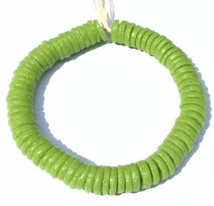76 Ghana Glass handmade Krobo Apple Green Disk African beads  76 Ghana Glass handmade Krobo Apple Green Disk African beads