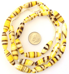 Vintage Oval Opaque yellow multi Glass Czech Beads Vintage Oval Opaque yellow multi Glass Czech Beads