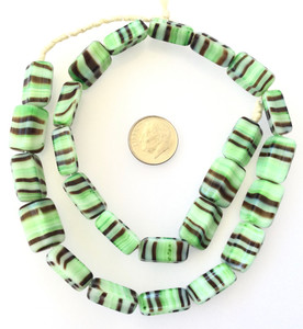 Vintage Rectangle Opaque green multi Glass Czech Beads Vintage Rectangle Opaque green multi Glass Czech Beads