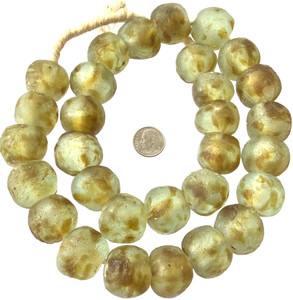 23MM Ghana Extra Large Amber multi Krobo recycled Glass African trade Beads-Ghana 23MM Ghana Extra Large Amber multi Krobo recycled Glass African trade Beads-Ghana