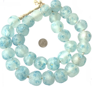 23MM Ghana Extra Large Turquoise blue Krobo recycled Glass African trade Beads-Ghana 23MM Ghana Extra Large Turquoise blue Krobo recycled Glass African trade Beads-Ghana