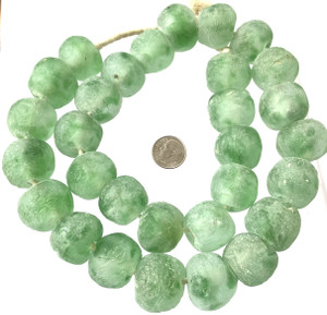 23MM Ghana Extra Large Green Krobo recycled Glass African trade Beads-Ghana 23MM Ghana Extra Large Green Krobo recycled Glass African trade Beads-Ghana