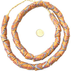 Ghana African Matched orange multi Recycled glass trade beads Ghana African Matched orange multi Recycled glass trade beads