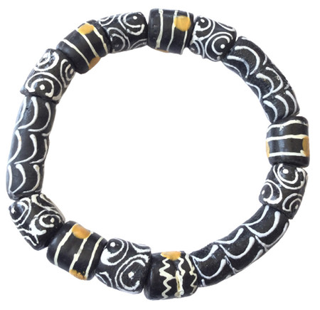 Handmade Ghana Fancy Black multi bracelet-African Trade Beads-Ghana