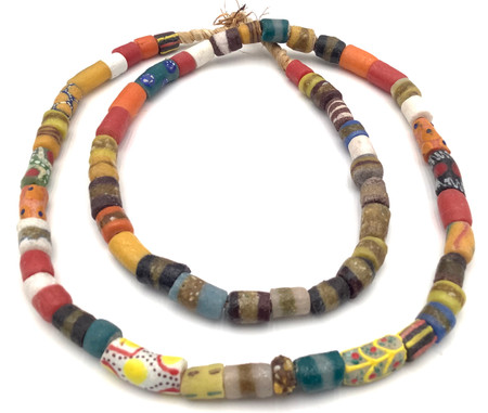 62 Mixed Ghana Recycled Glass Trade Beads
