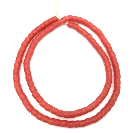 African Ghana Krobo Recycled Red Glass trade beads [811048]