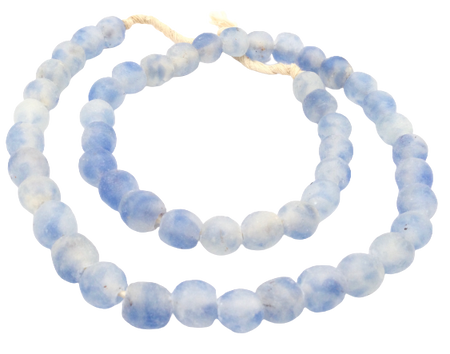 Ghana Handmade blue Recycled glass African trade beads [02053]