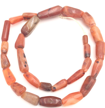 Strand of Mali Antique Agate Stone Carnelian Dk orange West African trade beads [30085]