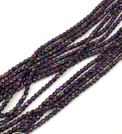 4mm Czech Metallic purple iris fire Polished Glass beads
