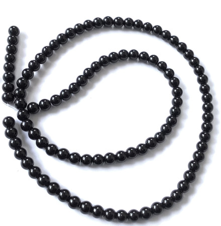 4mm Natural Black onyx Round Faceted Gemstone Beads