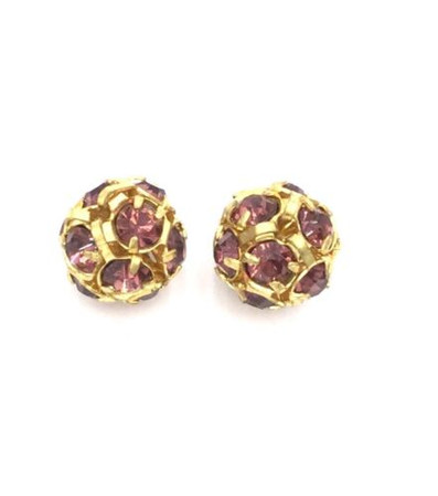 10mm Authentic Czech European Rhinestone Crystal Amethyst Gold balls[RH-706]