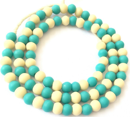 Fine Opaque Turquoise Cream Padre Bohemian glass African trade beads