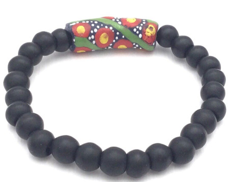 Handmade Padre Fancy Black multi Colored bracelet-African Trade Beads-1 Bracelet