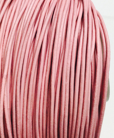 5 Yards Genuine Leather Cord Round Pink Size 2mm Jewelry Supplies