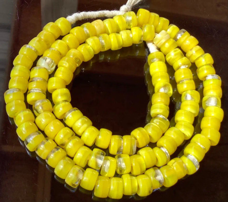 Vintage Czech Crystal Yellow Bohemian glass Crow Beads African trade beads