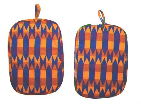 2 African Kente print pot holders-1